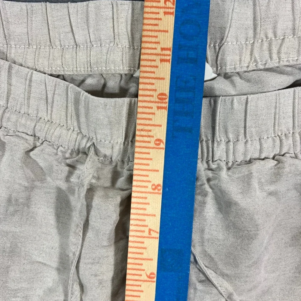 H&M Linen Blend Pants Womens Medium Beige Relaxed Drawstring Wide Leg